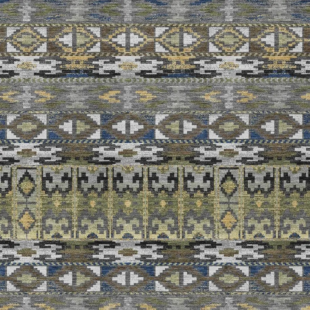 9' X 12' Gray And Graphite Geometric Washable Indoor Outdoor Area Rug Homeroots Outdoor